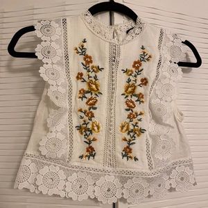 Floral Embroidered Crop Top